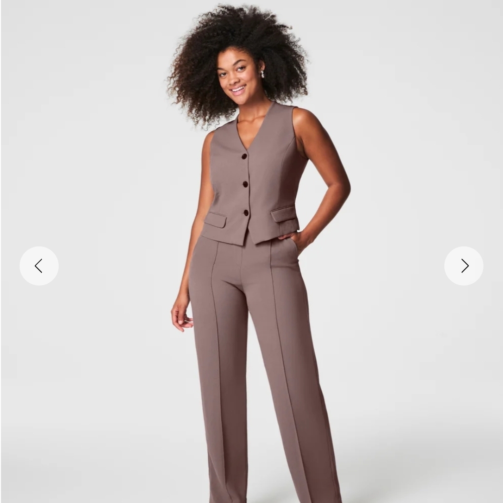 SPANX Carefree Crepe In Smoke. Blazer, Vest, Pants Set: Perfect Condition. - Picture 2 of 3